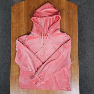 UGG Women's Belden Salmon Pink Soft Velour Pullover Cropped Hoodie Sweatshirt -